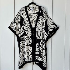 CZ Tropical Leaf Print Swim Coverup